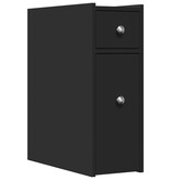 VidaXL Badkamerkast smal met wielen bewerkt hout zwart