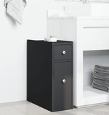 VidaXL Badkamerkast smal met wielen bewerkt hout zwart