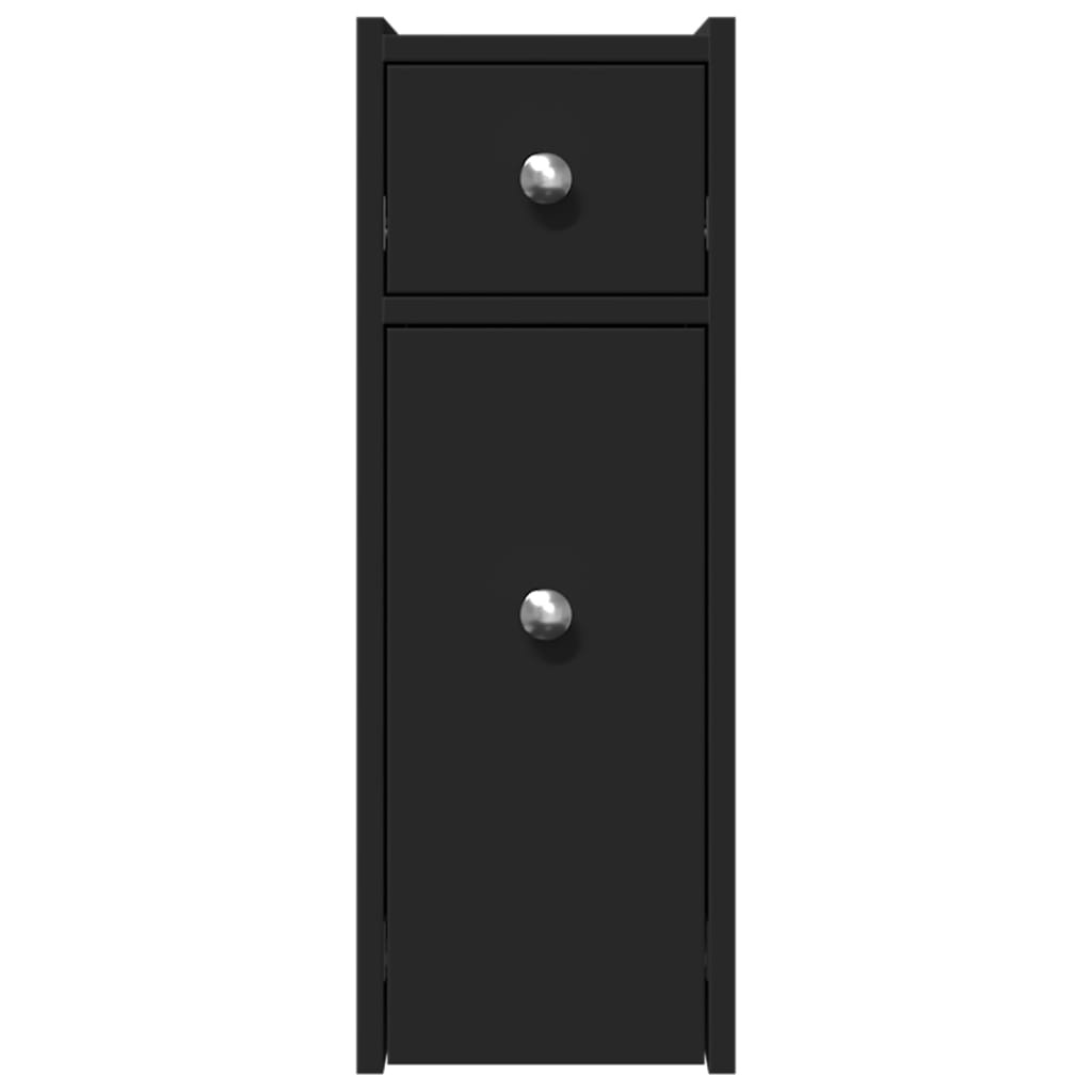 VidaXL Badkamerkast smal met wielen bewerkt hout zwart