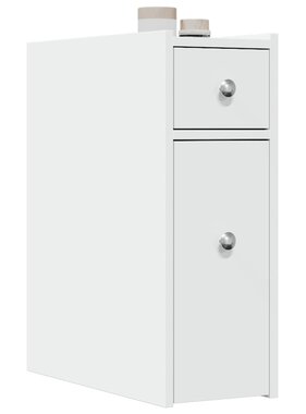 VidaXL Badkamerkast smal met wielen bewerkt hout wit