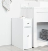VidaXL Badkamerkast smal met wielen bewerkt hout wit