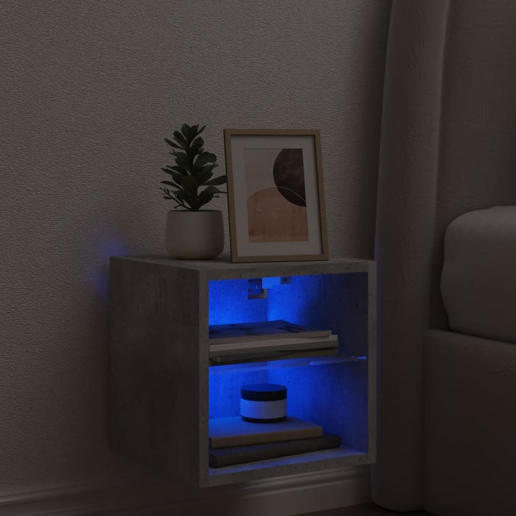 VidaXL Tv-wandmeubel met LED-verlichting 30x28,5x30 cm betongrijs