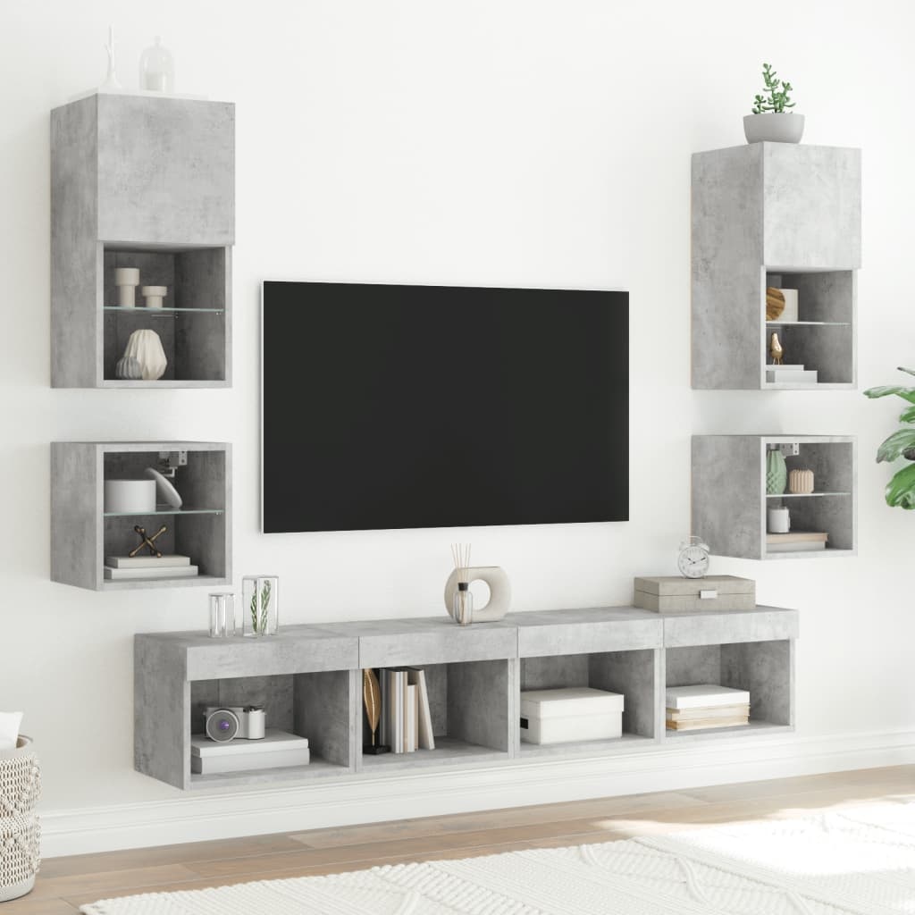 VidaXL Tv-wandmeubel met LED-verlichting 30x28,5x30 cm betongrijs