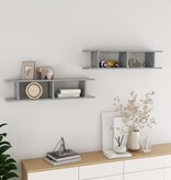 VidaXL Wandschappen 2 st 90x18x20 cm bewerkt hout betongrijs