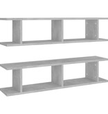 VidaXL Wandschappen 2 st 90x18x20 cm bewerkt hout betongrijs