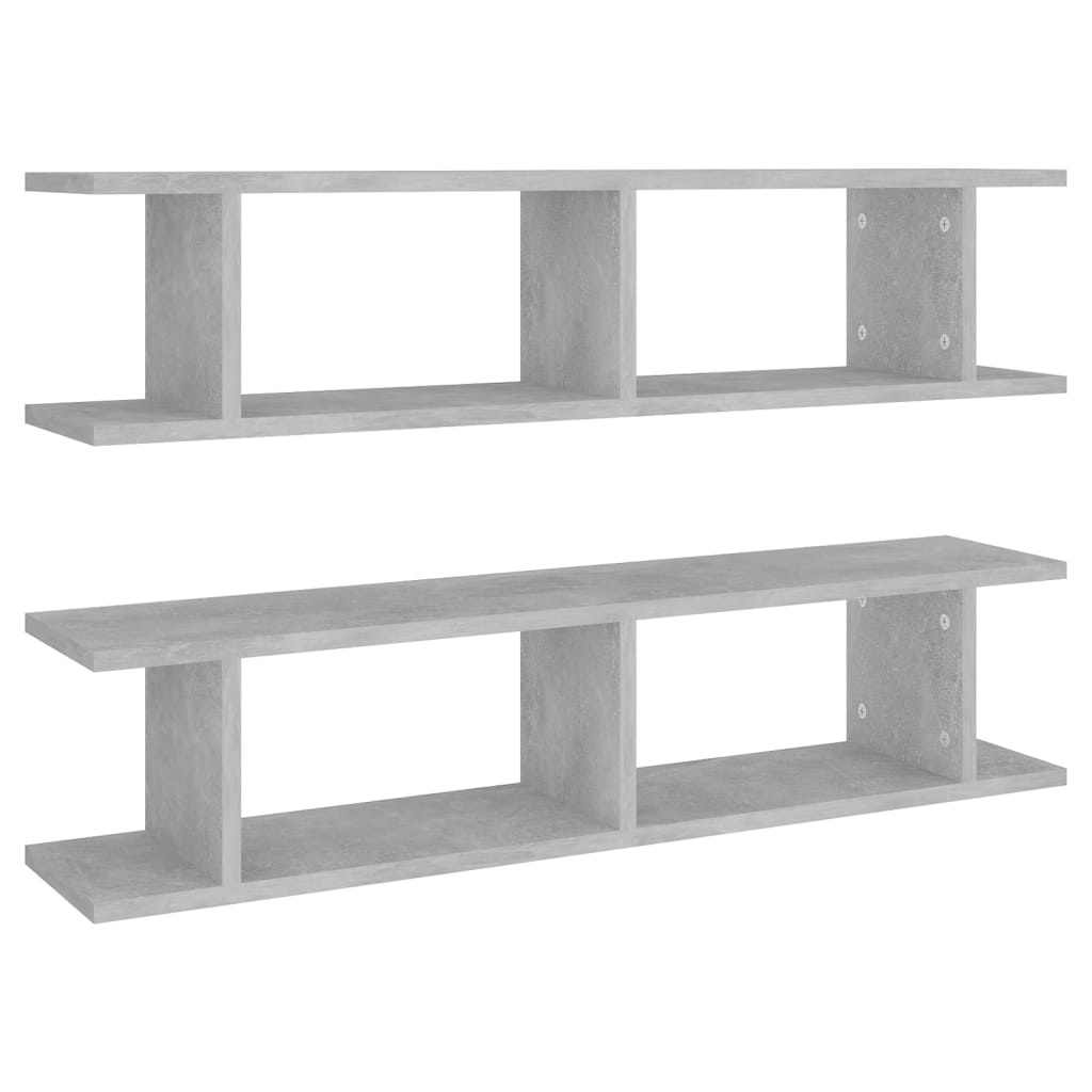 VidaXL Wandschappen 2 st 90x18x20 cm bewerkt hout betongrijs