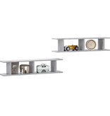 VidaXL Wandschappen 2 st 90x18x20 cm bewerkt hout betongrijs