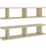 VidaXL Wandschappen 2 st 90x18x20 cm bewerkt hout sonoma eikenkleurig