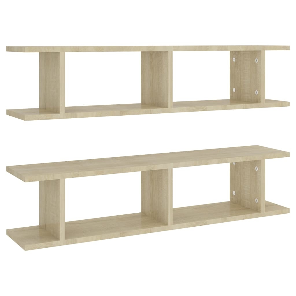VidaXL Wandschappen 2 st 90x18x20 cm bewerkt hout sonoma eikenkleurig