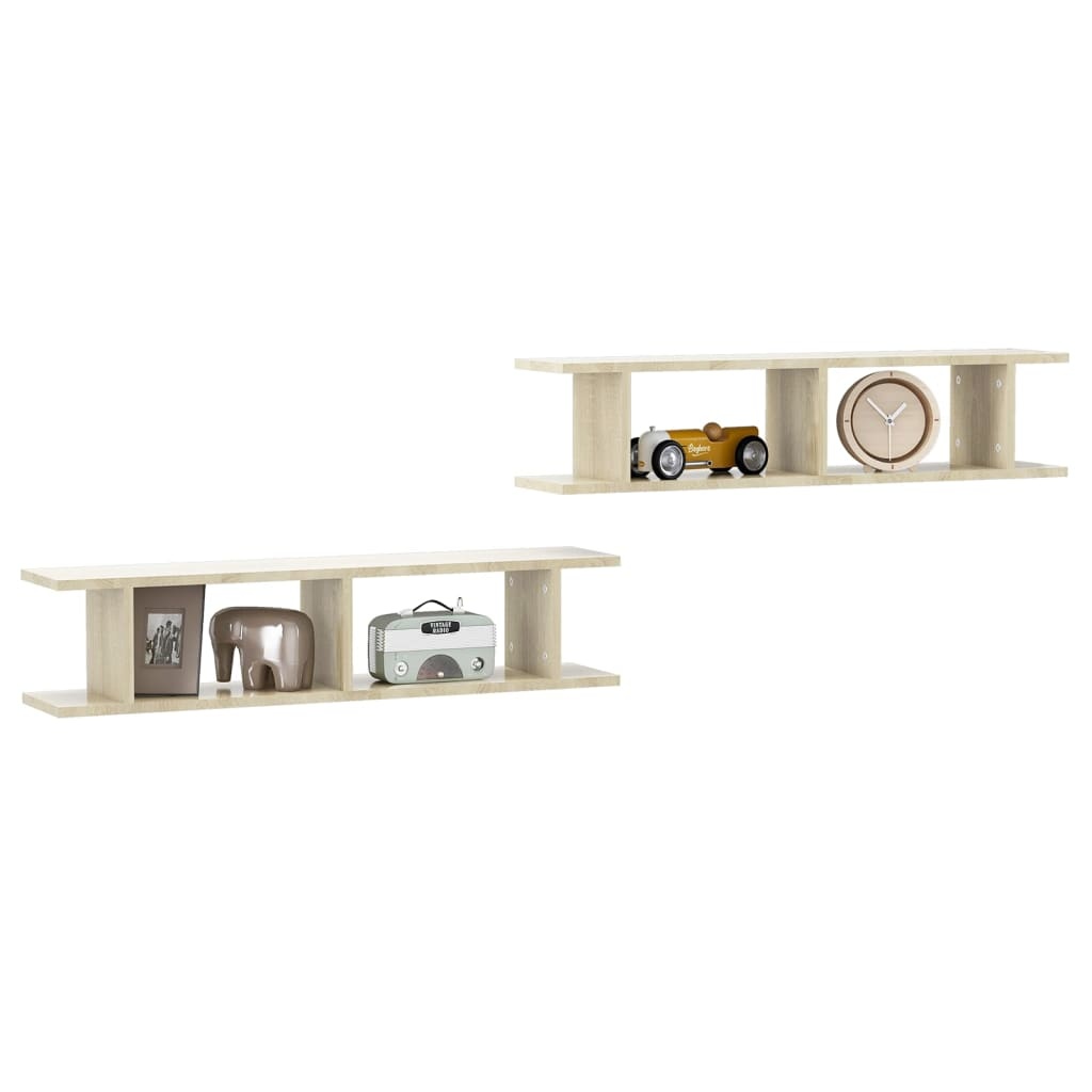 VidaXL Wandschappen 2 st 90x18x20 cm bewerkt hout sonoma eikenkleurig