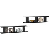 VidaXL Wandschappen 2 st 90x18x20 cm bewerkt hout zwart