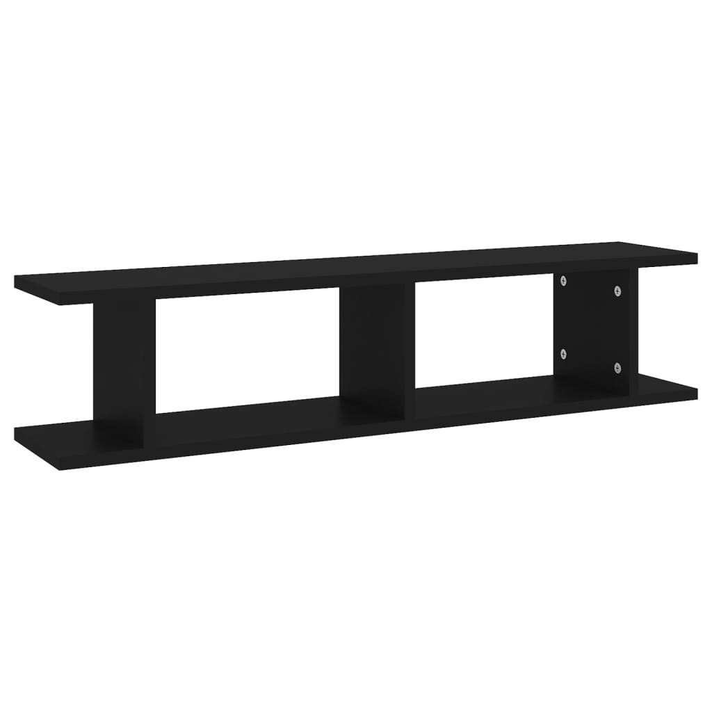 VidaXL Wandschappen 2 st 90x18x20 cm bewerkt hout zwart