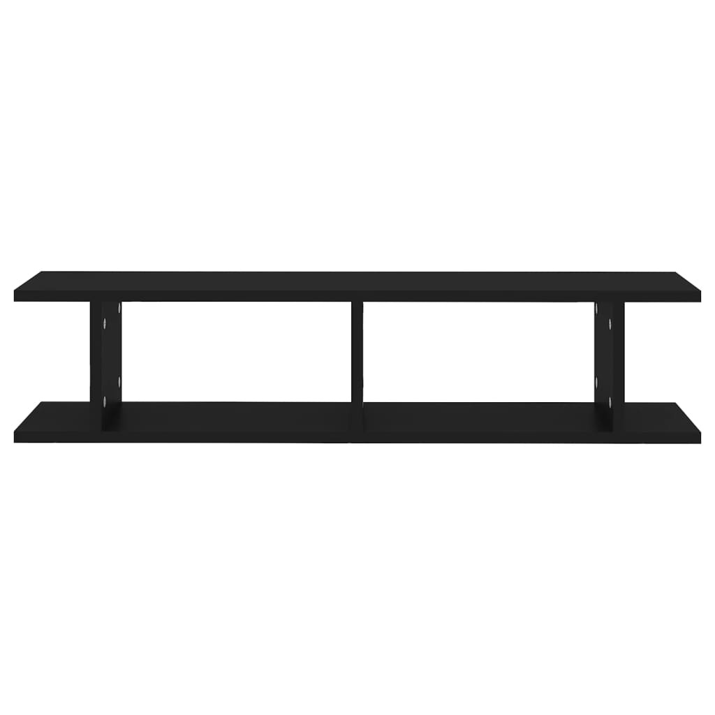 VidaXL Wandschappen 2 st 90x18x20 cm bewerkt hout zwart