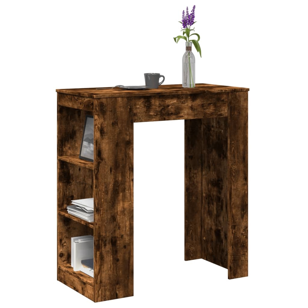 VidaXL Bartafel met rekken 95x47x103,5 cm bewerkt hout gerookt eiken