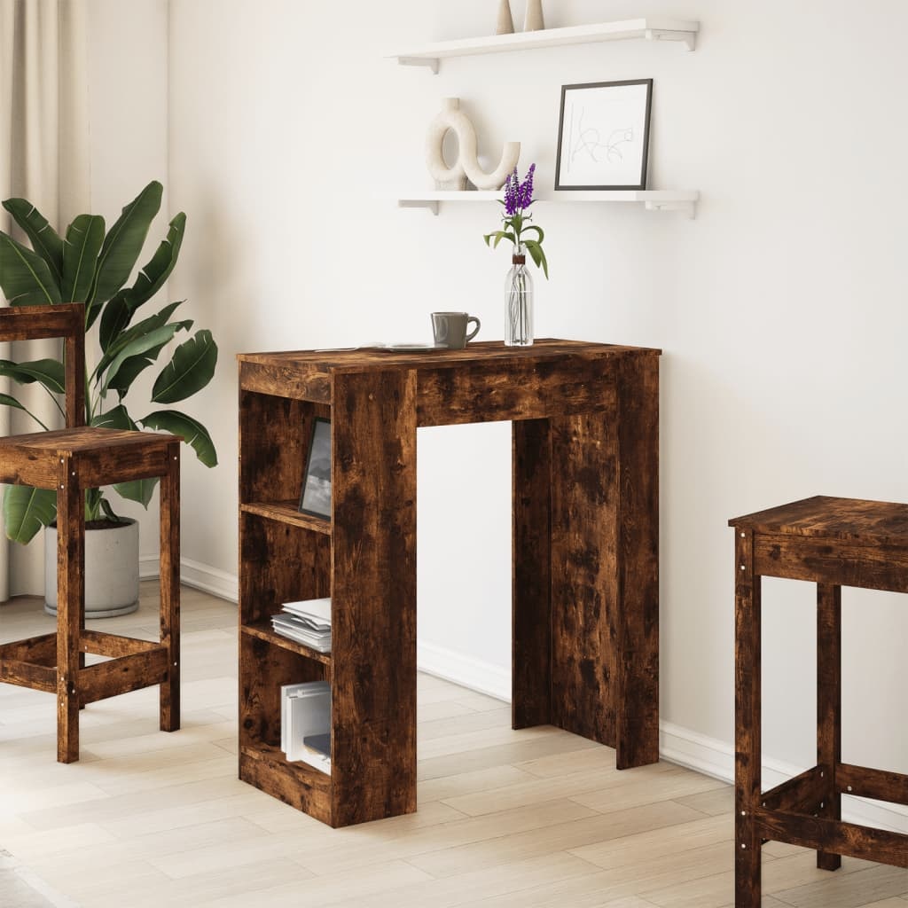 VidaXL Bartafel met rekken 95x47x103,5 cm bewerkt hout gerookt eiken