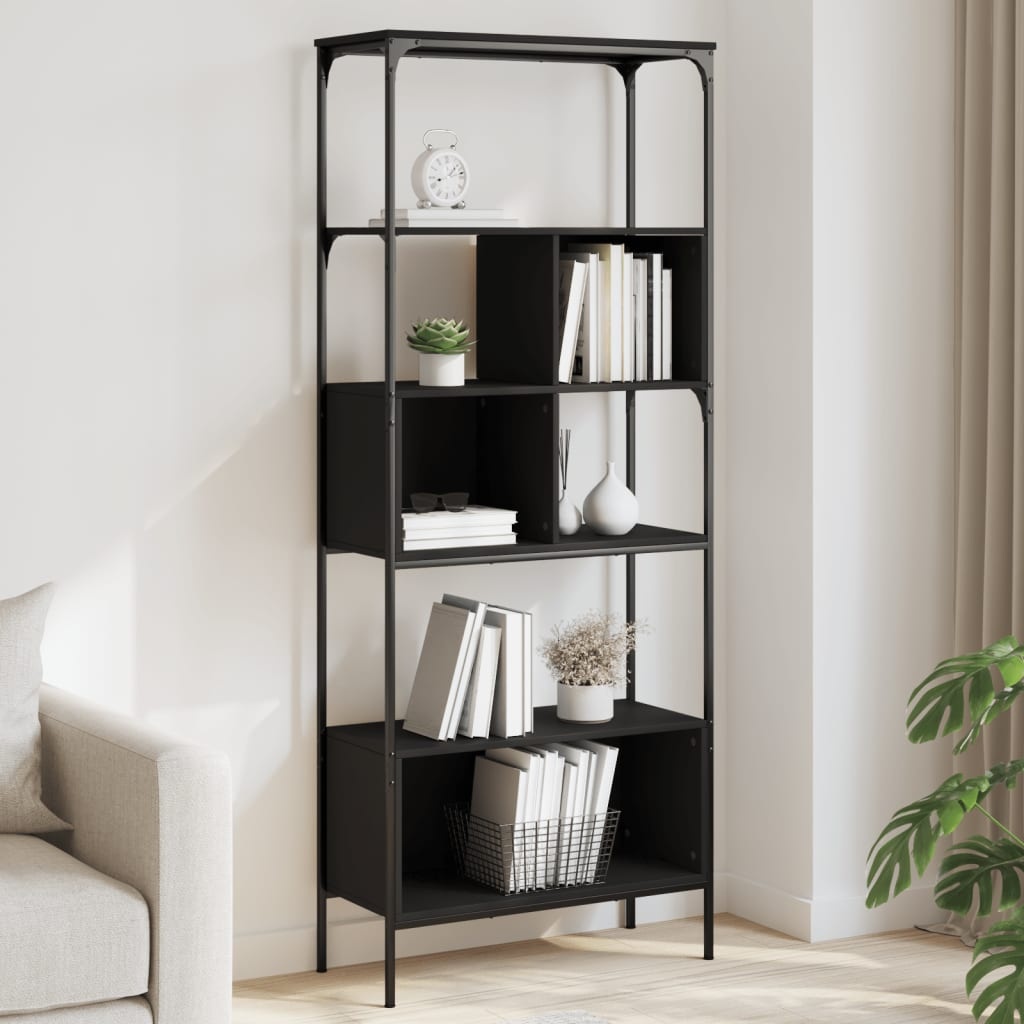 VidaXL Boekenkast 5-laags 76x33x188,5 cm bewerkt hout zwart
