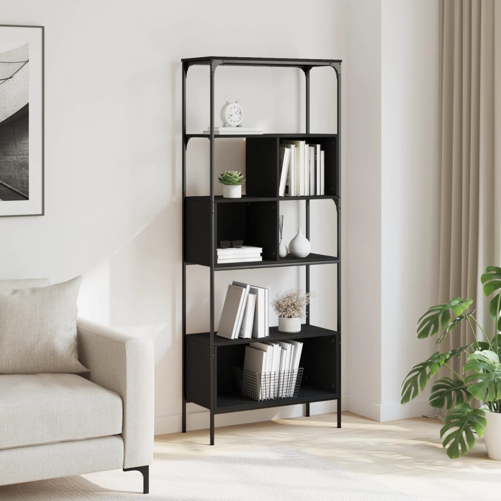 VidaXL Boekenkast 5-laags 76x33x188,5 cm bewerkt hout zwart