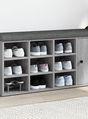 VidaXL Schoenenbank 102x32x50 cm bewerkt hout grijs sonoma eikenkleur