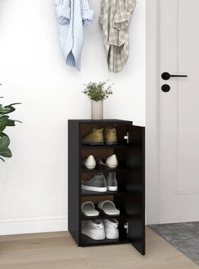 VidaXL Schoenenkast 32x35x70 cm bewerkt hout zwart