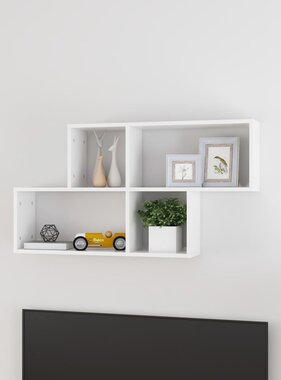 VidaXL Wandschap 100x18x53 cm bewerkt hout hoogglans wit