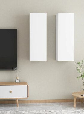 VidaXL Tv-meubels 2 st 30,5x30x90 cm bewerkt hout wit