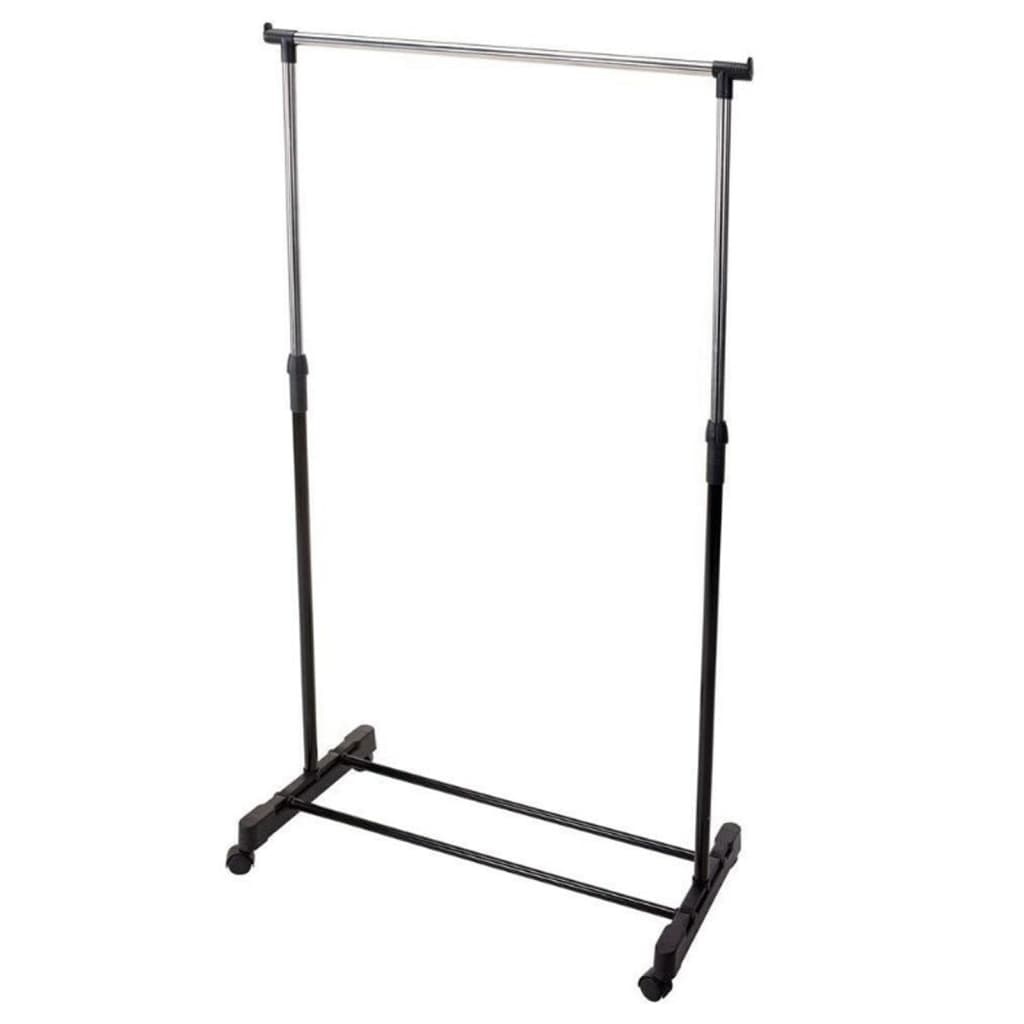VidaXL Kledingrek met wielen enkele stang 80x42x(90-165) cm