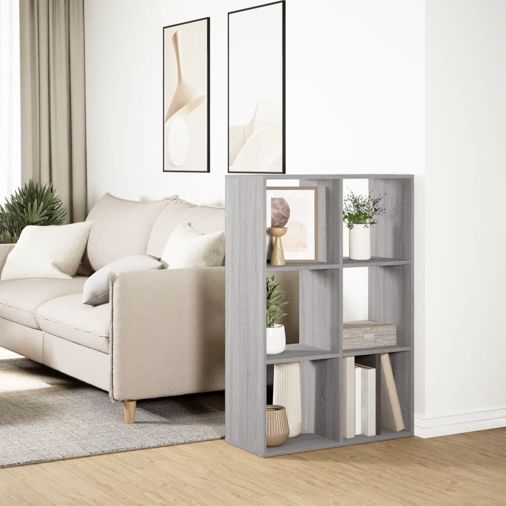 VidaXL Kamerscherm / boekenkast 69,5x29x103,5 cm hout grijs sonoma