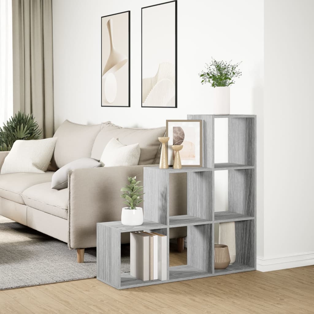 VidaXL Kamerscherm / boekenkast 3-laags 99x29x99 cm hout grijs sonoma