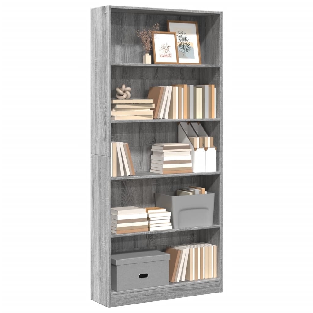 VidaXL Boekenkast 80x24x176 cm bewerkt hout grijs sonoma eikenkleurig