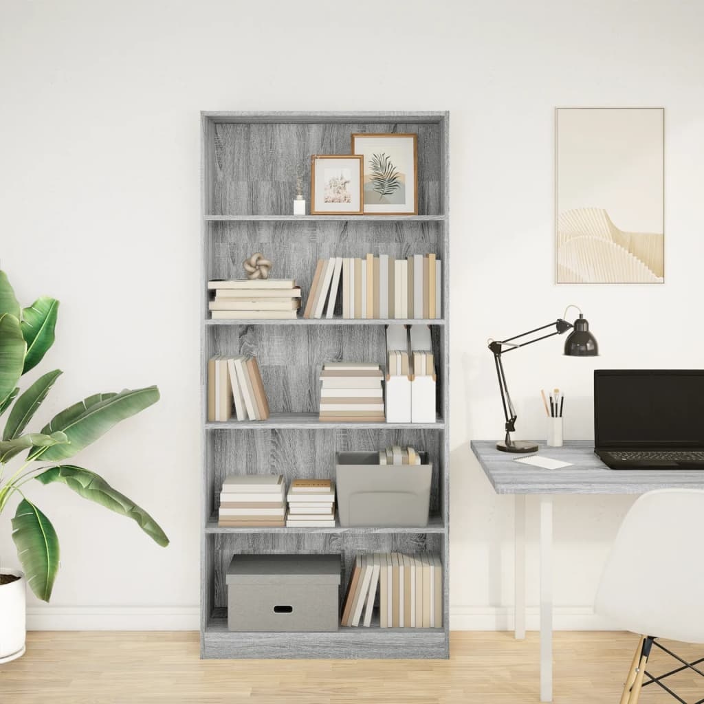 VidaXL Boekenkast 80x24x176 cm bewerkt hout grijs sonoma eikenkleurig