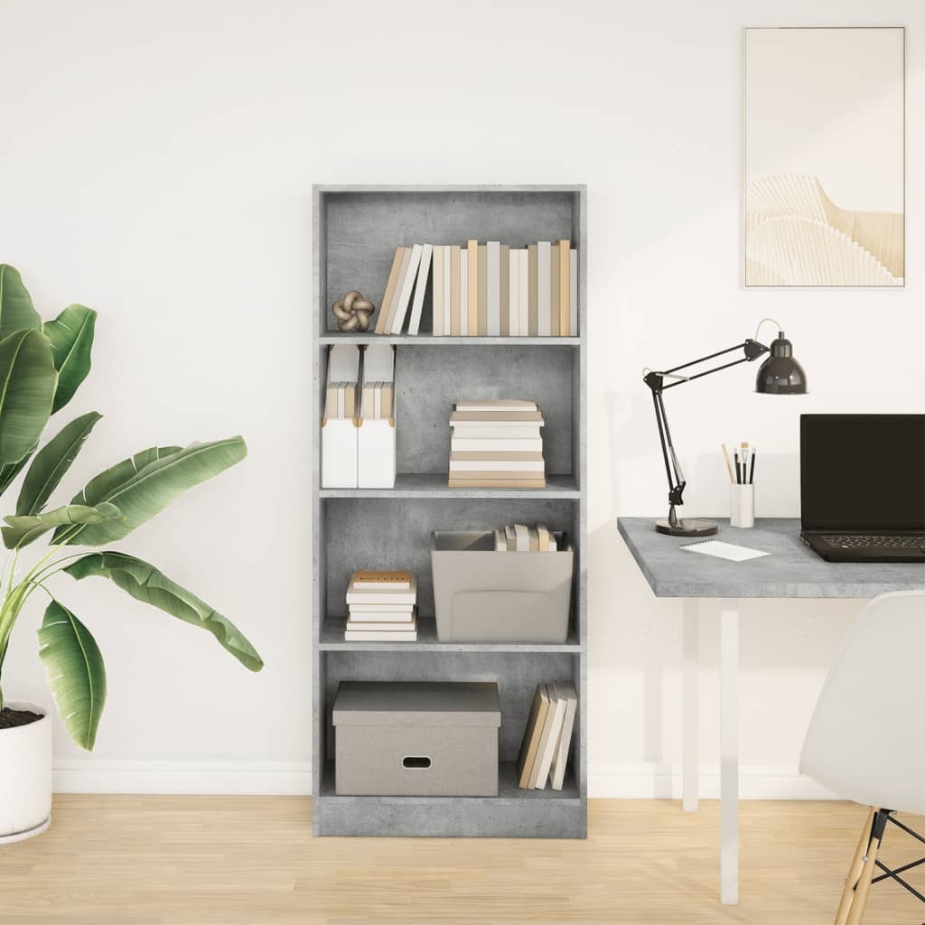 VidaXL Boekenkast 60x24x143 cm bewerkt hout betongrijs