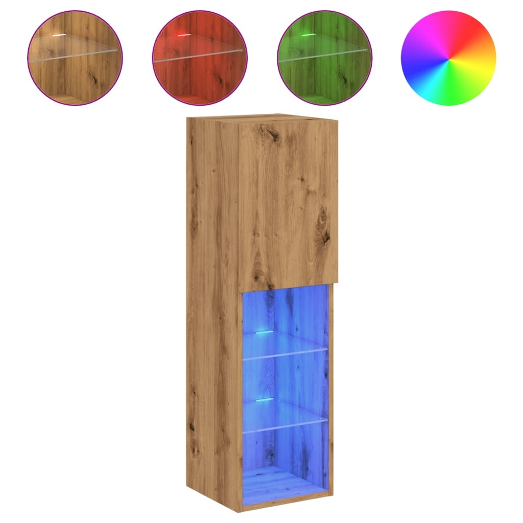 VidaXL Tv-meubels met LED's 2 st 30,5x30x102 cm artisanaal eiken