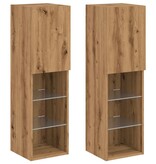 VidaXL Tv-meubels met LED's 2 st 30,5x30x102 cm artisanaal eiken