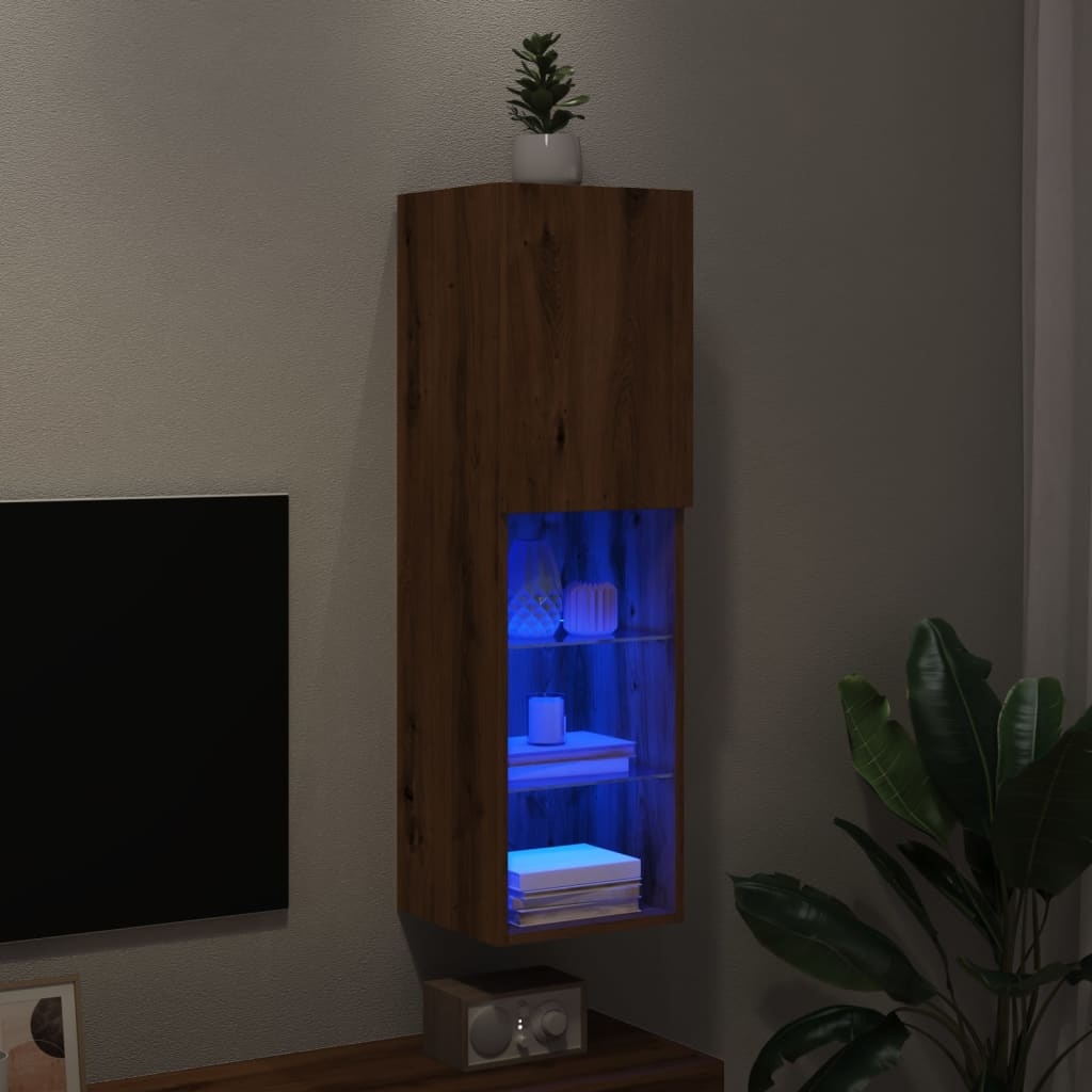 VidaXL Tv-meubel met LED-verlichting 30,5x30x102 cm artisanaal eiken