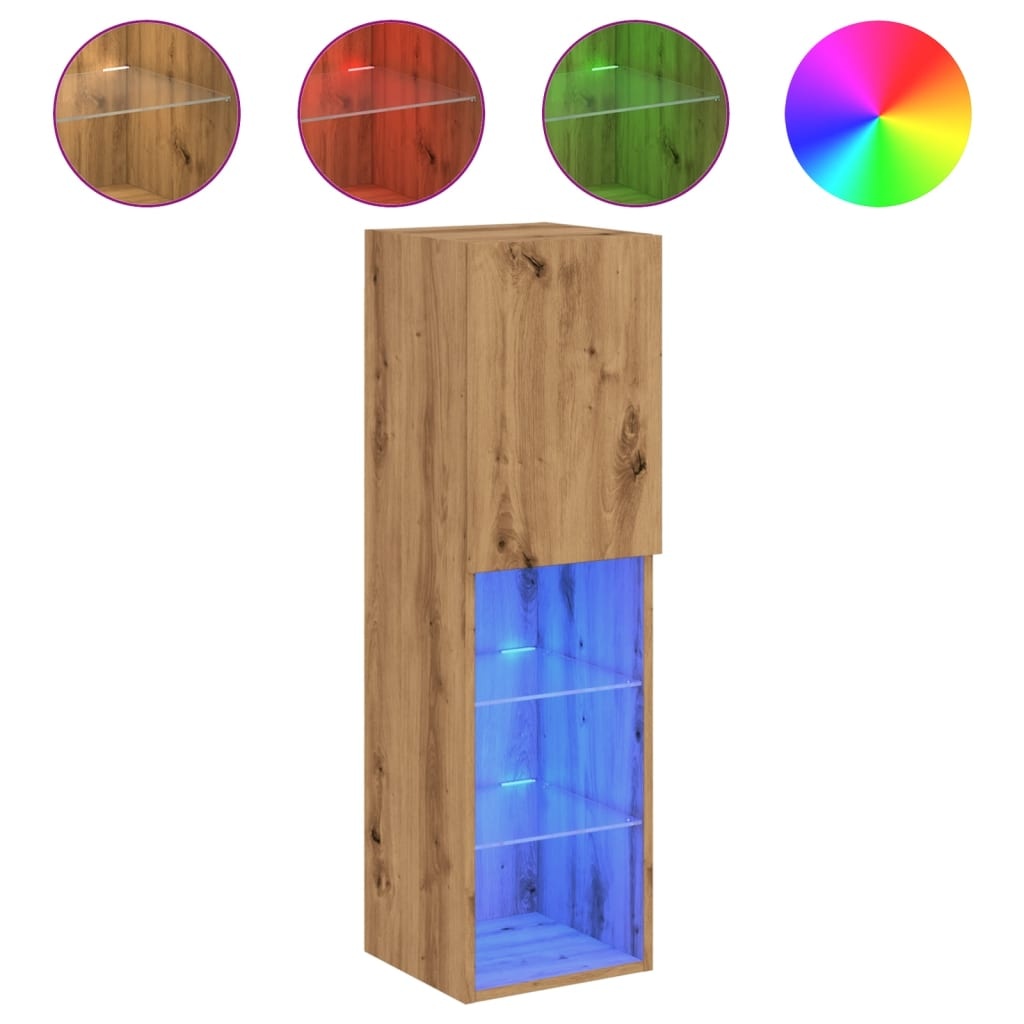 VidaXL Tv-meubel met LED-verlichting 30,5x30x102 cm artisanaal eiken