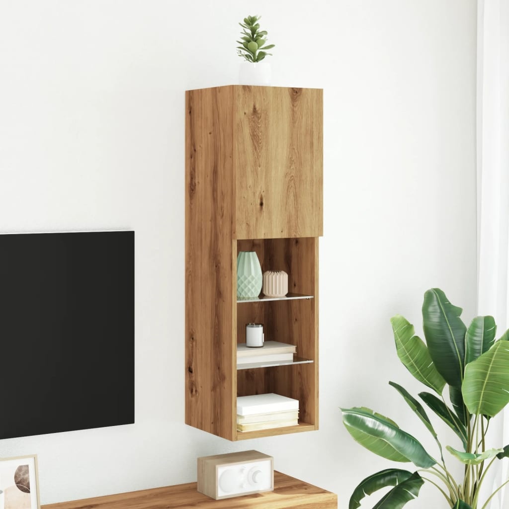 VidaXL Tv-meubel met LED-verlichting 30,5x30x102 cm artisanaal eiken