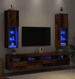 VidaXL Tv-meubels met LED-verlichting 2 st 30,5x30x102 cm oud hout