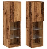 VidaXL Tv-meubels met LED-verlichting 2 st 30,5x30x102 cm oud hout