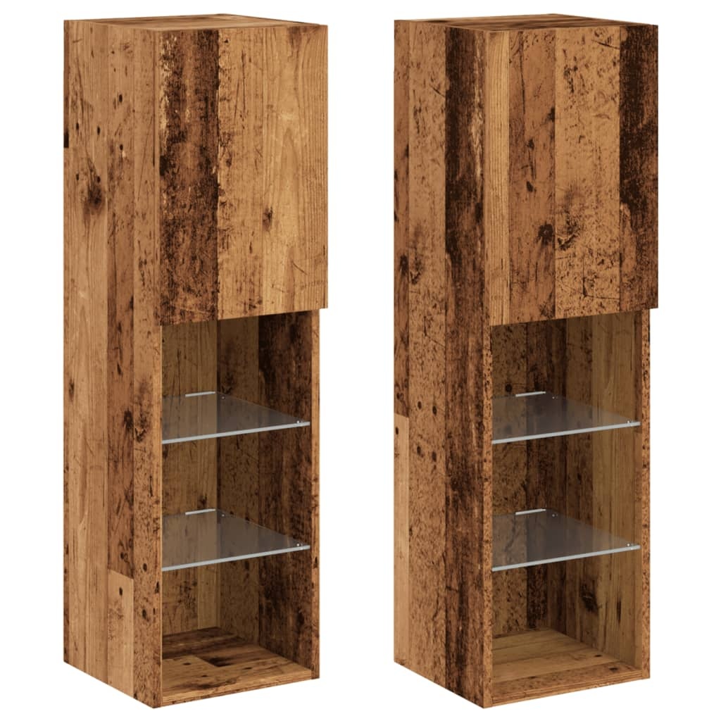 VidaXL Tv-meubels met LED-verlichting 2 st 30,5x30x102 cm oud hout