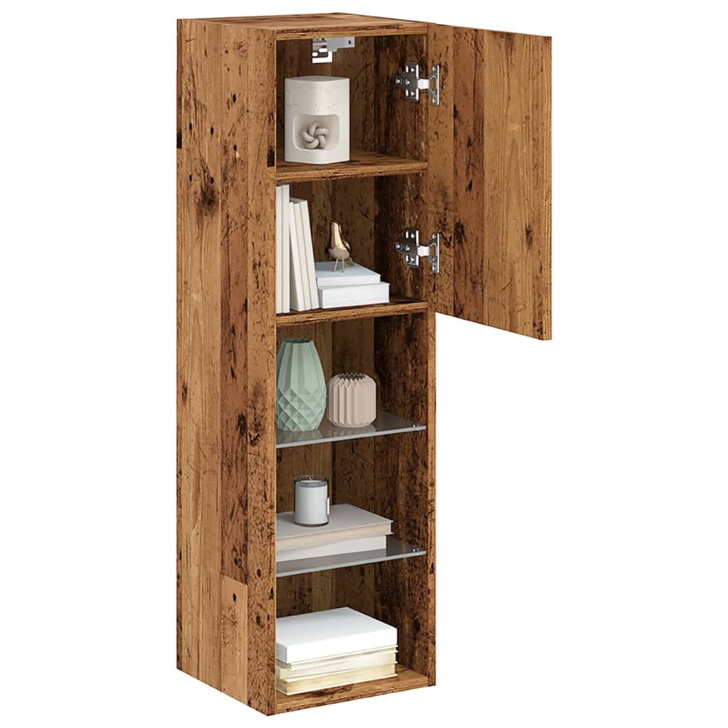 VidaXL Tv-meubels met LED-verlichting 2 st 30,5x30x102 cm oud hout