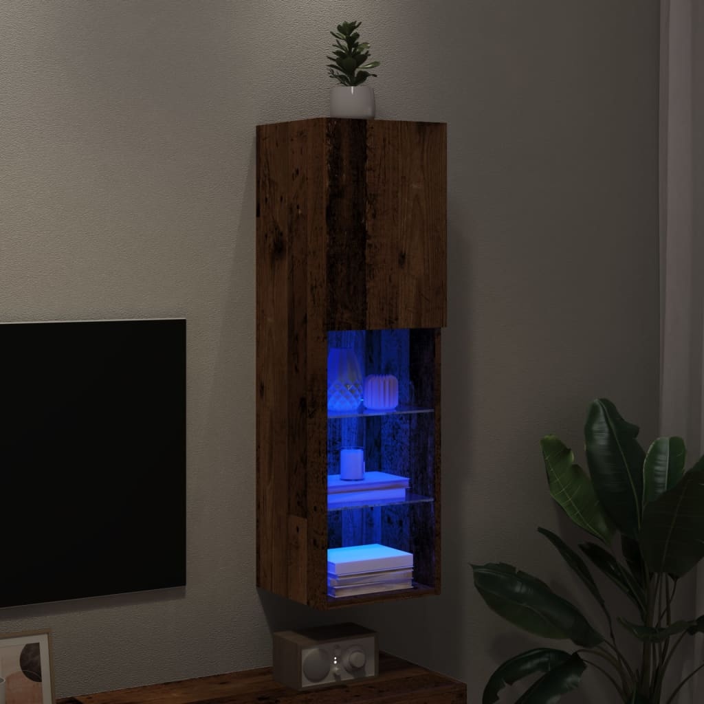 VidaXL Tv-meubel met LED-verlichting 30,5x30x102 cm oud houtkleurig