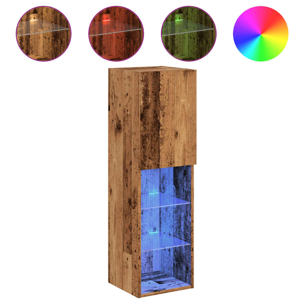 VidaXL Tv-meubel met LED-verlichting 30,5x30x102 cm oud houtkleurig