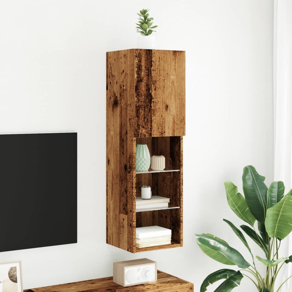 VidaXL Tv-meubel met LED-verlichting 30,5x30x102 cm oud houtkleurig