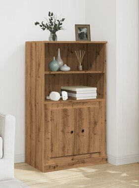 VidaXL Hoge kast 60x35,5x103,5 cm bewerkt hout artisanaal eikenkleurig