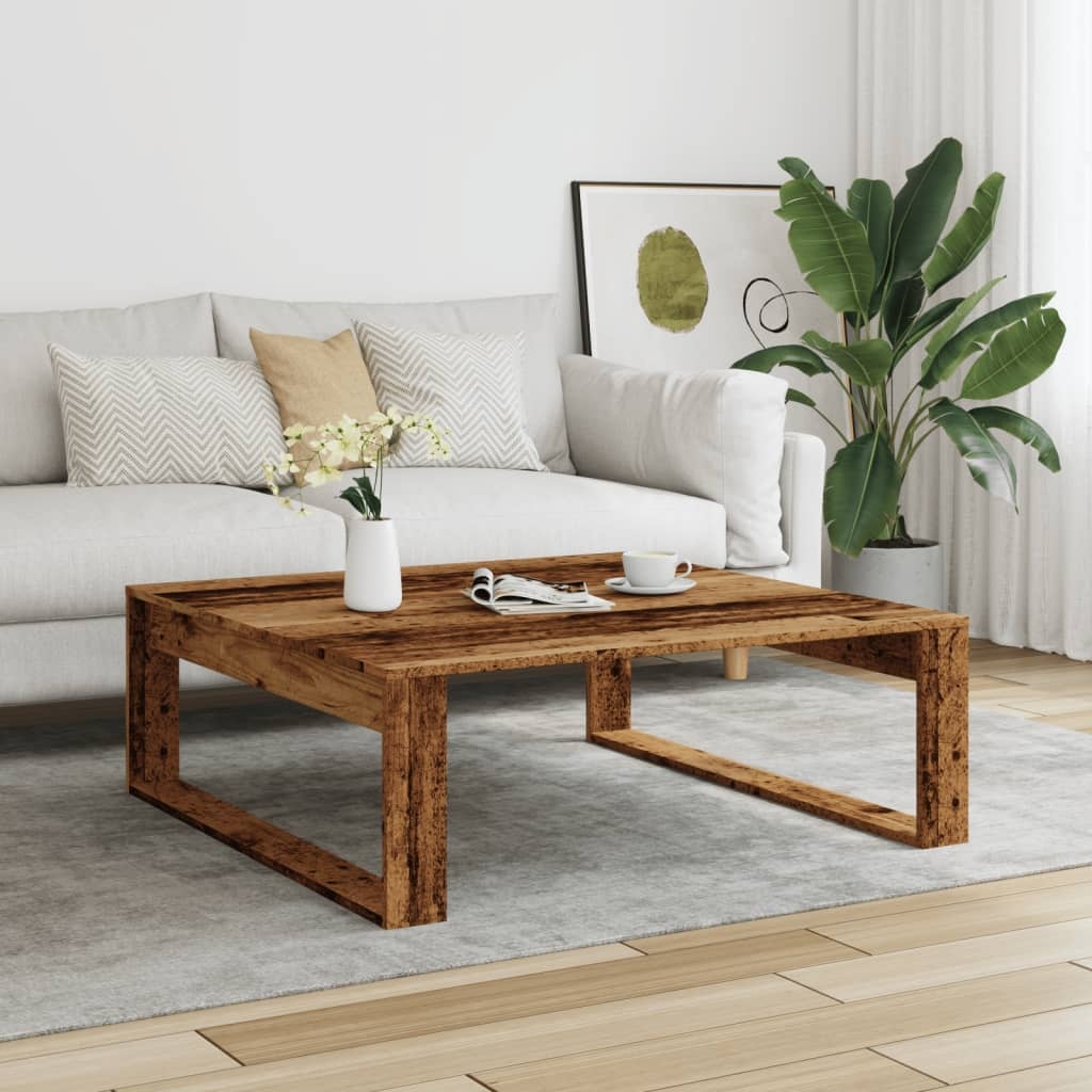 VidaXL Salontafel 100x100x35 cm bewerkt hout oude houtkleurig
