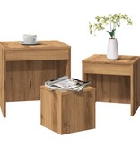 VidaXL 3-delige Tafeltjesset bewerkt hout artisanaal eikenkleur