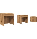 VidaXL 3-delige Tafeltjesset bewerkt hout artisanaal eikenkleur
