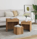 VidaXL 3-delige Tafeltjesset bewerkt hout artisanaal eikenkleur