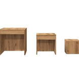 VidaXL 3-delige Tafeltjesset bewerkt hout artisanaal eikenkleur