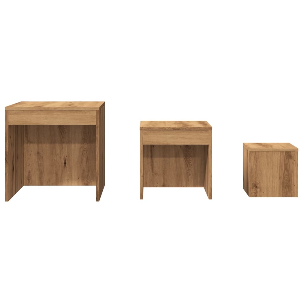 VidaXL 3-delige Tafeltjesset bewerkt hout artisanaal eikenkleur